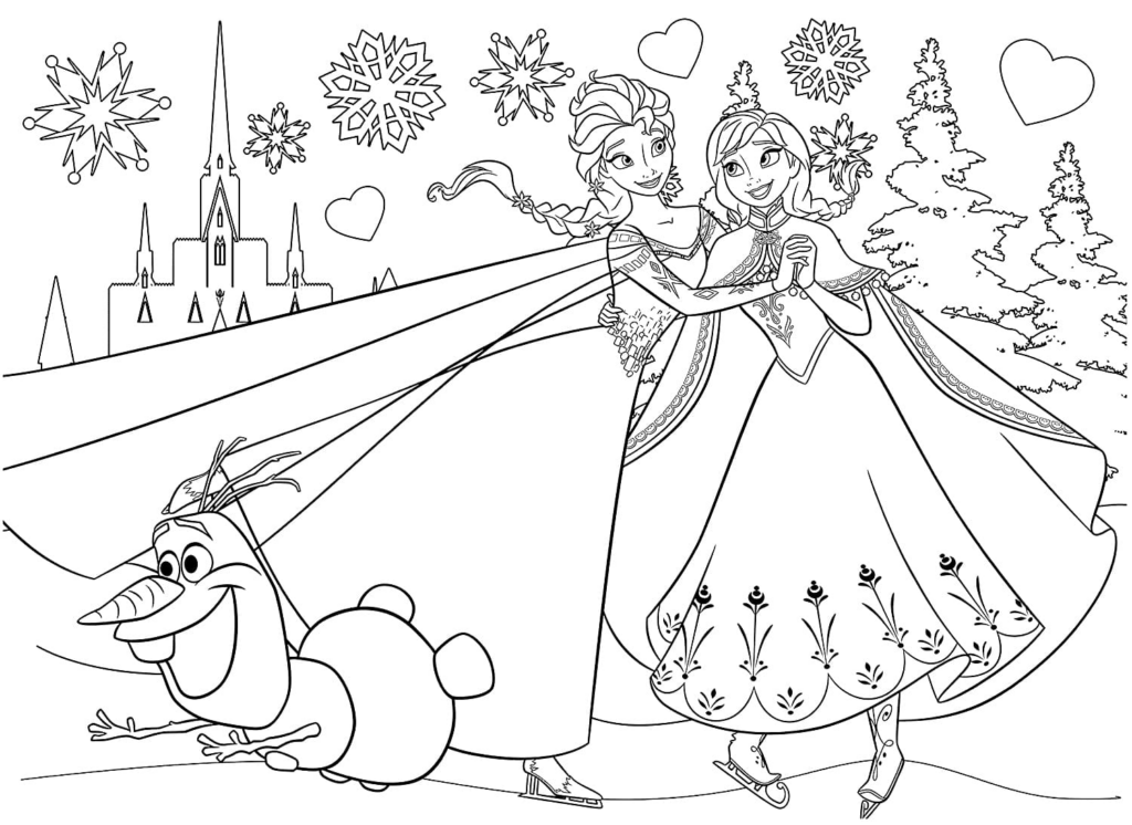 Ana und Elsa mit Olaf

