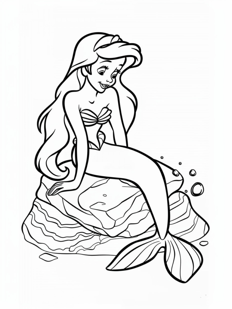  Meerjungfrau Prinzessin Ariel auf dem Felsen